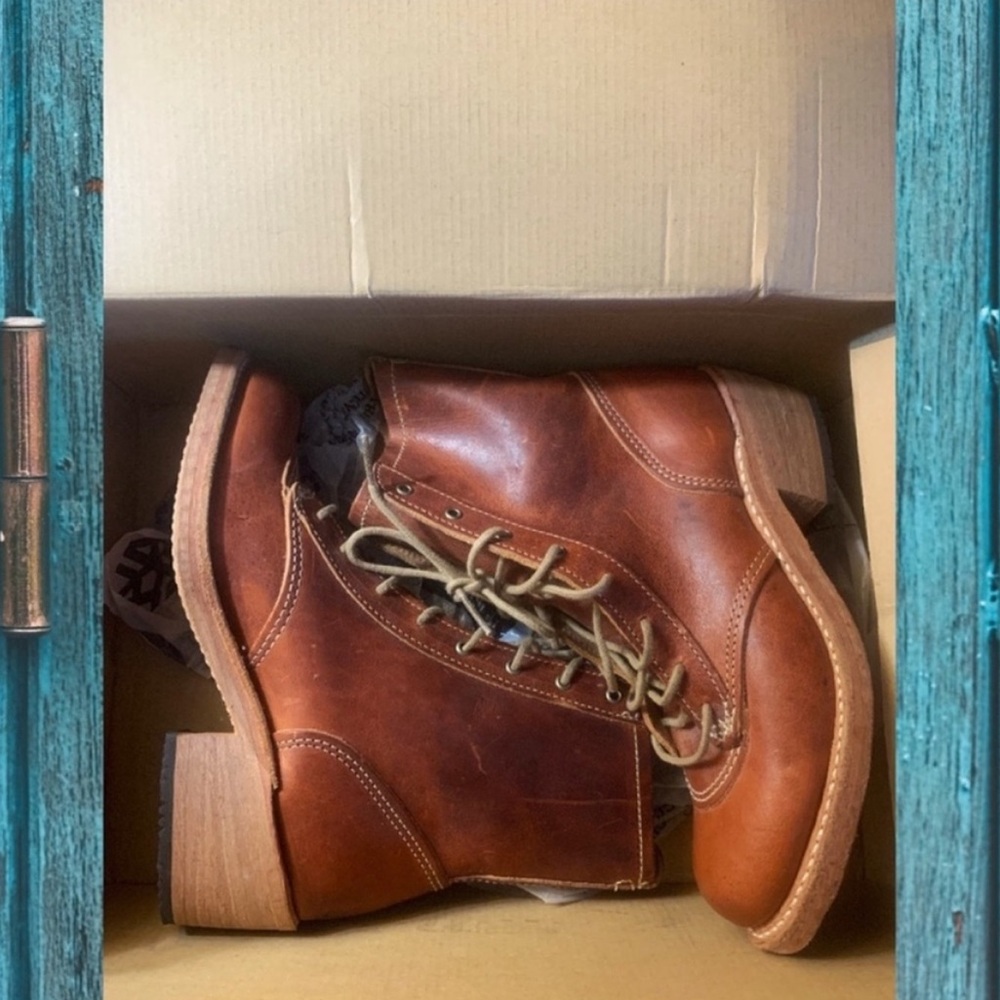 Timberland Chunky Heel Rust Brown Ankle Boots